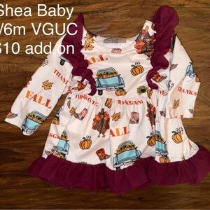 Fall-Themed Kids Casual Dress - White and Purple, Pumpkins, Trucks, Boots